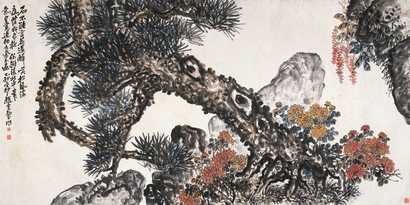 赵云壑 1915年作 松树 镜心